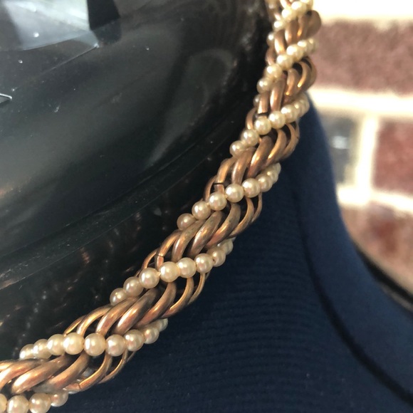 VTG brass & pearl braided choker necklace 1960’s - Picture 8 of 8
